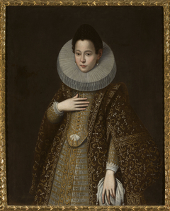 Portrait of a woman in brown dress. by Anonymous