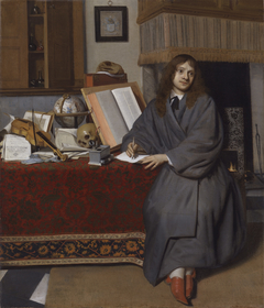 Portrait of the Pharmacist Dr. Ysbrand Ysbrandsz. (1634/35–1705) in an Interior by Cornelis de Man