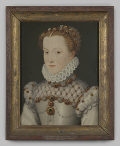 Portret "Elisabeth van Habsburg" op hout, door een navolger van Francois Clouet, na 1571 by François Clouet