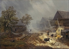 Rain Shower in Partenkirchen by Heinrich Bürkel