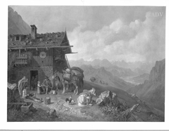 Rast vor der Hütte by Heinrich Bürkel