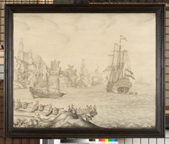 Rede op een der kusten van de Middellandse Zee. by Pieter Vogelaer