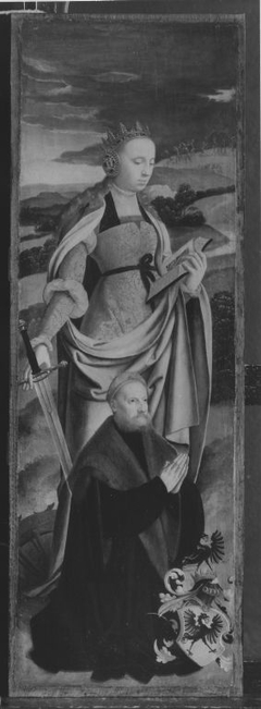 Rinck-Altar II:Saint Catherine with donor Hermann Rinck by Barthel Bruyn the Elder