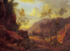 Rocky Landscape in the Evening Light by Johann Franz Ermels