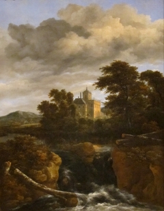 Rocky Landscape with Castle and Cascade by Jacob van Ruisdael