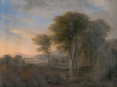 Romantic Landscape with a Tree in the Background by Anonymous