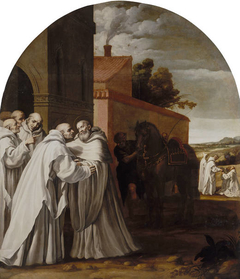 Saint Bernard of Clarivaux visits Guigo I at the Charterhouse by Vincenzo Carducci