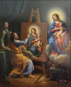 Saint Luc peignant la Vierge avec l'Autoportrait de Mignard by Pierre Mignard I