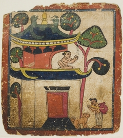 Scene from the Story of Buddha Ushnisha, from a Set of Initiation Cards (Tsakali) by anonymous painter