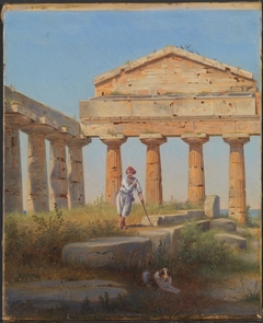 Shepherd boy in the temple, Paestum by Constantin Hansen