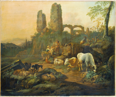 Shepherd Family Resting near an Ancient Ruin by Johann Heinrich Roos