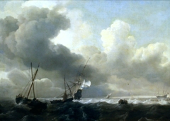 Ships at a coming storm by Ludolf Bakhuizen