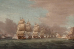 Sir John Thomas Duckworth's passage of the Dardanelles, 19 February 1807 by Thomas Whitcombe