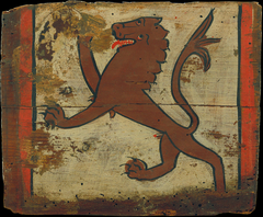 Small coffered ceiling panel with rampant lion by Anonymous