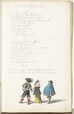 Soldaat, dame en heer, van achteren by Gesina ter Borch