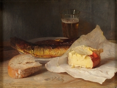 Still Life with Fish, Cheese and Bread by Carl Fleischmann