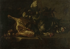 Still life with meat and dead birds by Christoffel Puytlinck