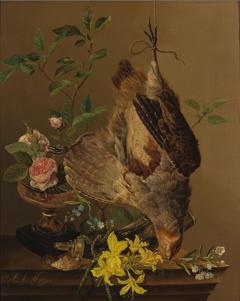 Still Life with Partridge and Flowers by Mariane Antoinette Meijer