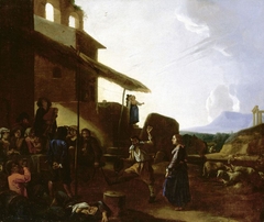 Street Scene in Rome by Michelangelo Cerquozzi