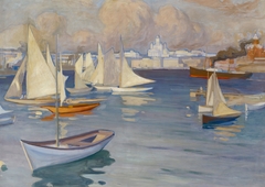 The Nyländska Jaktklubben Harbour in Helsinki by Albert Edelfelt