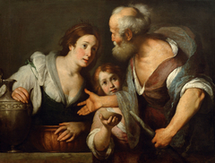 The prophet Elias and the widow of Sarepta by Bernardo Strozzi