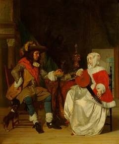 The Tête-à-Tête: A Lady Playing a Lute, and a Cavalier by Gabriël Metsu