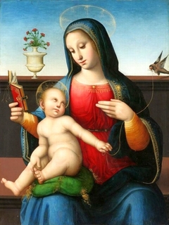 The Virgin and Child with a Goldfinch. by Leonardo di Francesco di Lazzaro Malatesta