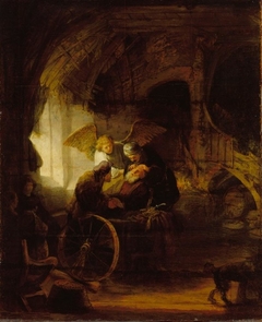 Tobias healing his blind father by Rembrandt