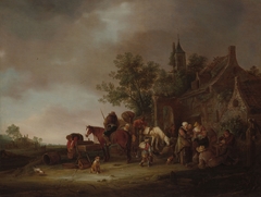 Travellers Halting at an Inn by Style of Isaac van Ostade