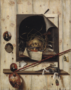 Trompe l'oeil with Studio Wall and Vanitas Still Life by Cornelius Norbertus Gijsbrechts