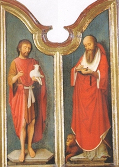 Two doors of a Triptych with Saints Jerome and John the Baptist by Adriaen Isenbrandt