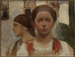 Two female heads by Włodzimierz Tetmajer