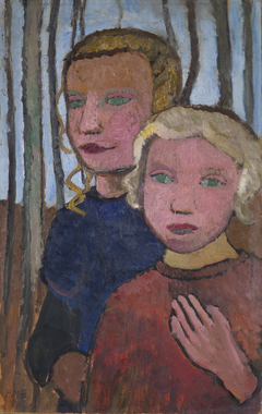 Two Girls in Front of Birch Trees by Paula Modersohn-Becker