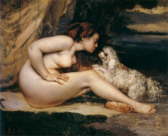 Nude Woman with a Dog by Gustave Courbet