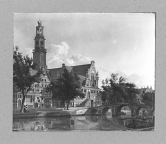 view of a Amsterdam th west-church by Jan van der Heyden