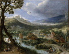 View of of a scene near Brussels by Adriaen van Stalbemt