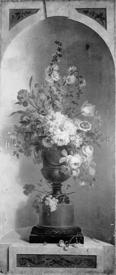 Wall decoration with flower vase by Anonymous