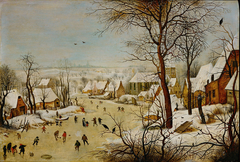 Winter Landscape with a Bird Trap by Anonymous