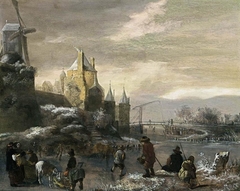 Winter Landscape with Skaters by Nicolaes Molenaer