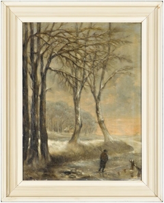 Winters landschap met wandelaar by Albert Martin