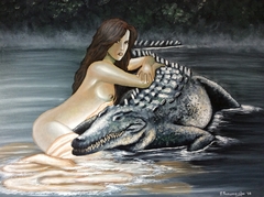 Woman with crocodile by Petros S. Papapostolou