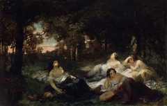 Young Women Resting in a Forest Clearing by Narcisse Virgilio Díaz