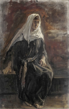 Zittende vrouw, ws. Michal by Jozef Israëls