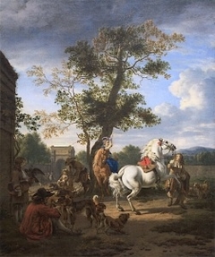 A Hunting Party in the Grounds of a Country House by Adriaen van de Velde