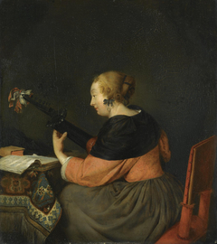 A Lady Seated Playing the Lute by Gerard ter Borch