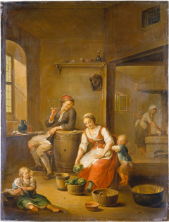 A Peasant Family at Home by Johann Andreas Herrlein