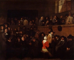 A Puritan Meeting, with a Self-portrait of Egbert Van Heemskerck (c.1635-1704) by Egbert van Heemskerk