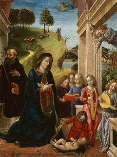 Adoration of the Child with St. Benedict and Angels by Vincenzo Foppa