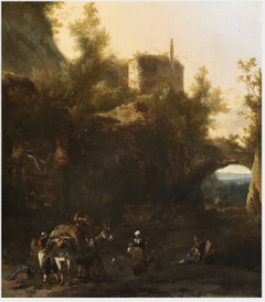 An Italian Landscape with Muleteers by Frederik de Moucheron