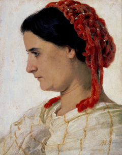 Angela Böcklin with a red hairnet by Arnold Böcklin